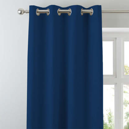 Jacquard Room Darkening Curtains in Indigo Dye Blue Set Of 2 - (P319)