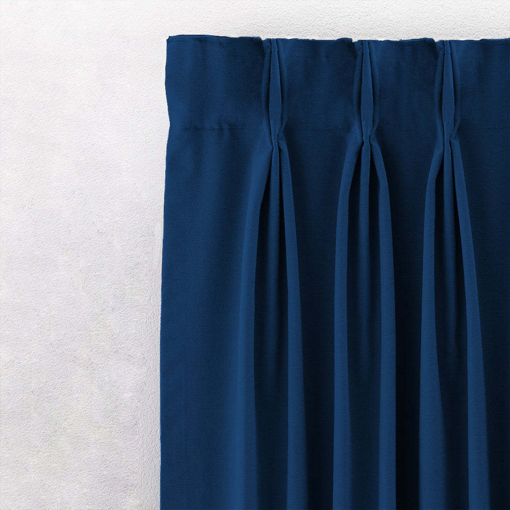 Jacquard Room Darkening Curtains in Indigo Dye Blue Set Of 2 - (P319)