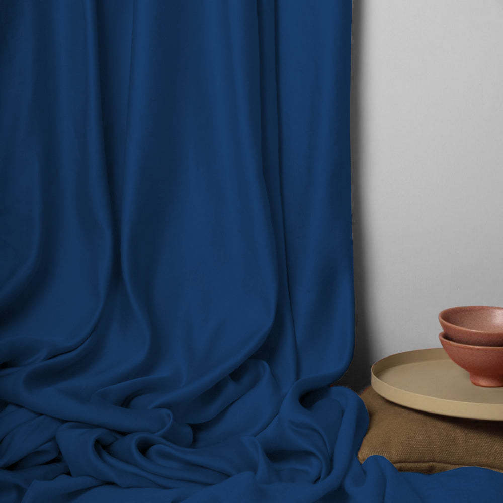 Jacquard Room Darkening Curtains in Indigo Dye Blue Set Of 2 - (P319)