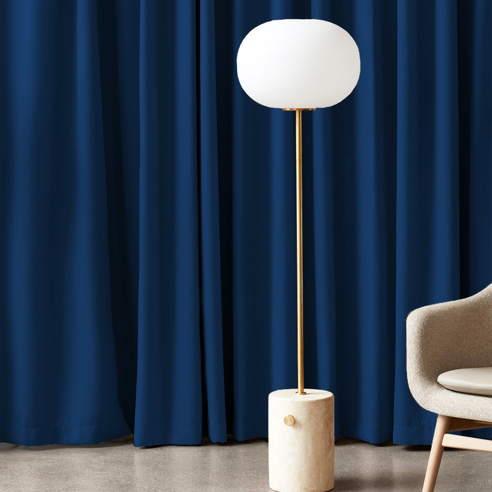 Jacquard Room Darkening Curtains in Indigo Dye Blue Set Of 2 - (P319)