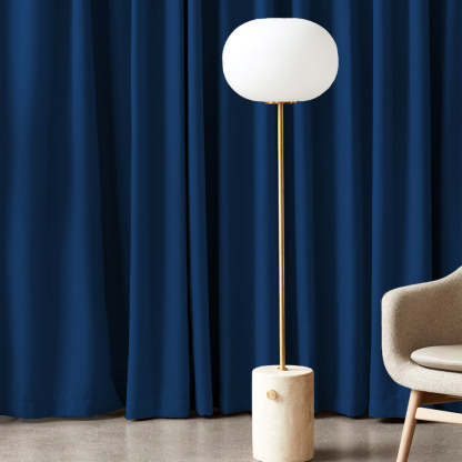 Jacquard Room Darkening Curtains in Indigo Dye Blue Set Of 2 - (P319)