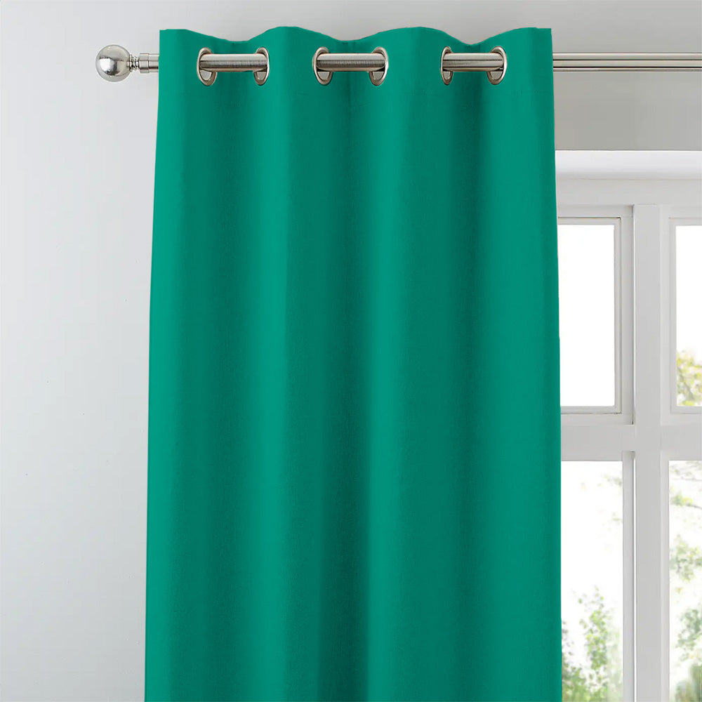 Jacquard Room Darkening Curtains in Jungle Green Set Of 2 - (P32)