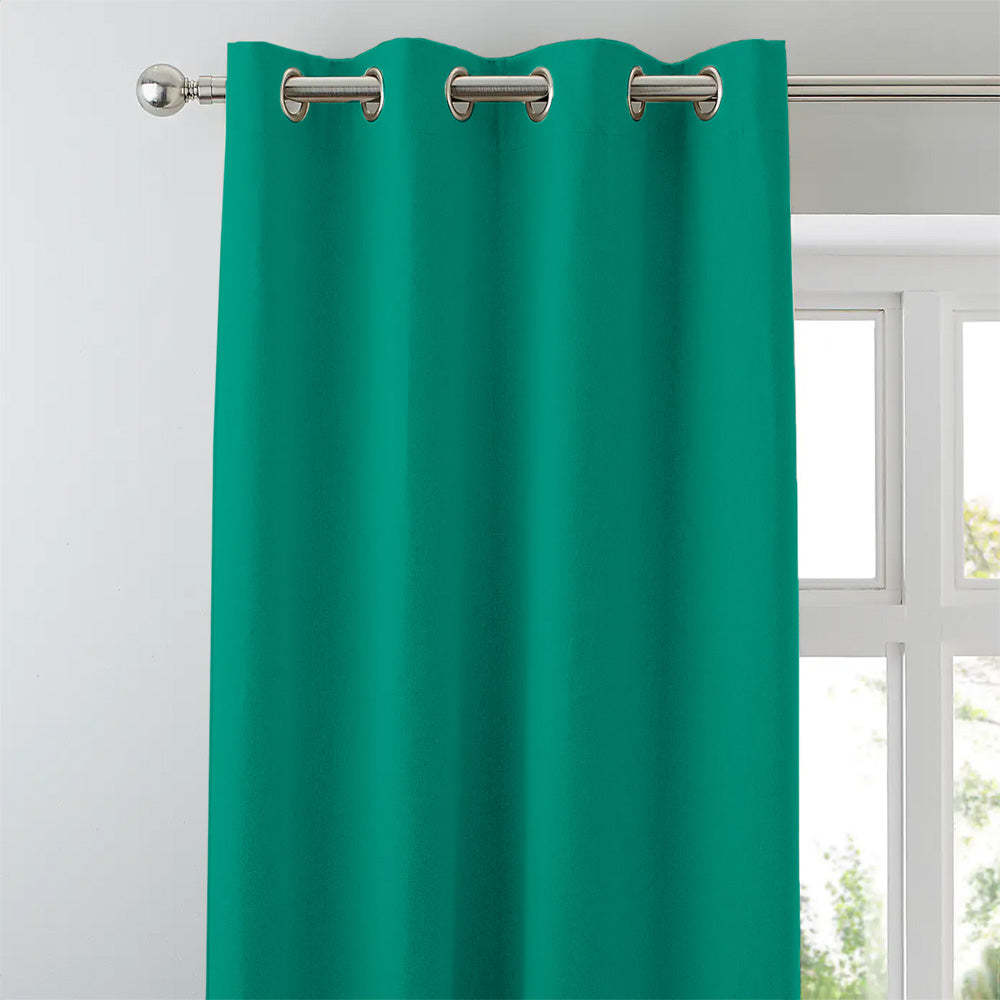 Jacquard Room Darkening Curtains in Jungle Green Set Of 2 - (P32)