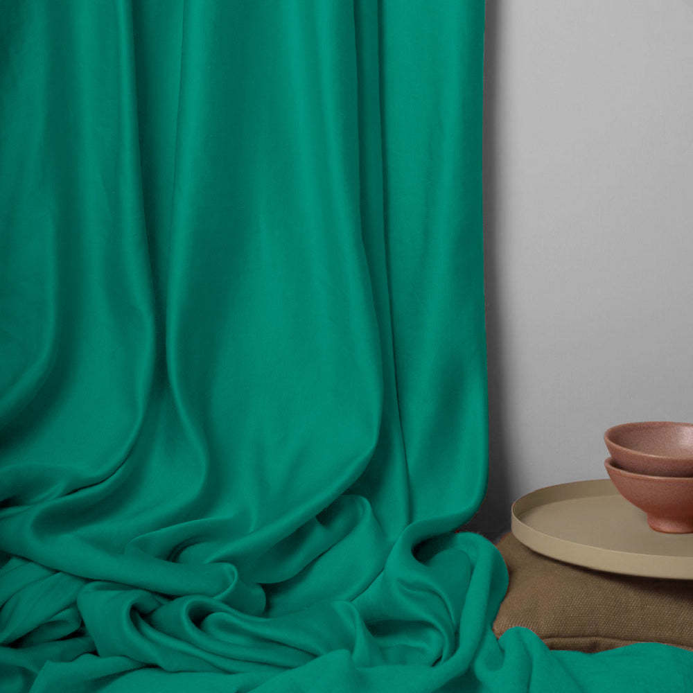 Jacquard Room Darkening Curtains in Jungle Green Set Of 2 - (P32)