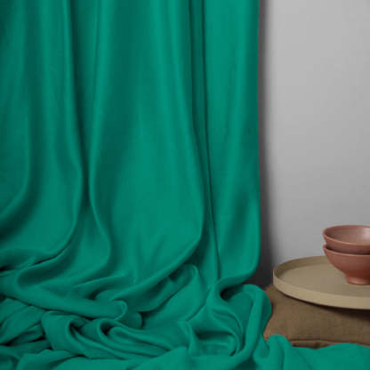 Jacquard Room Darkening Curtains in Jungle Green Set Of 2 - (P32)