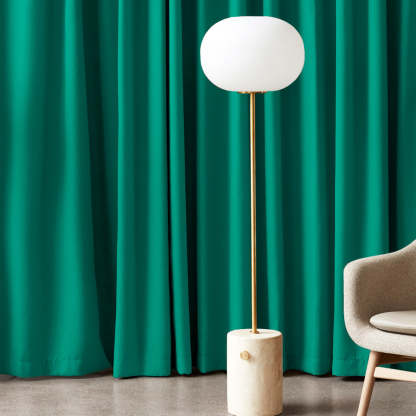 Jacquard Room Darkening Curtains in Jungle Green Set Of 2 - (P32)