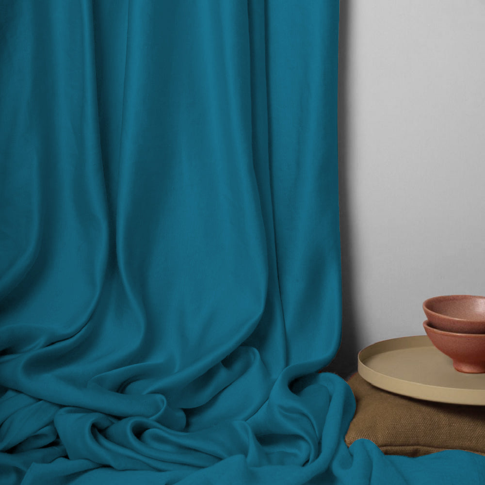 Jacquard Room Darkening Curtains in Blue Sapphire Set Of 2 - (P320)