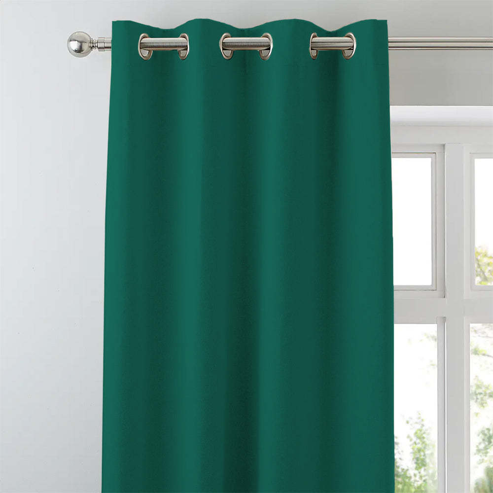 Jacquard Room Darkening Curtains in Sea Green Set Of 2 - (P321)