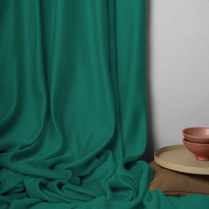 Jacquard Room Darkening Curtains in Sea Green Set Of 2 - (P321)