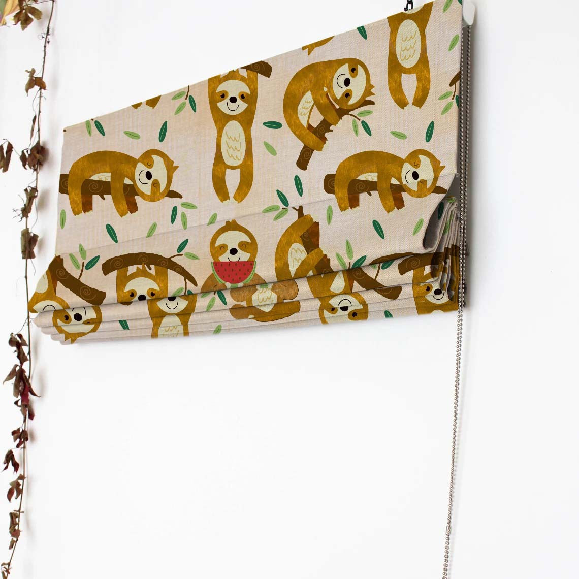 Sleepy Sloth Kids Nude Brown Satin Roman Blind (DS321A)