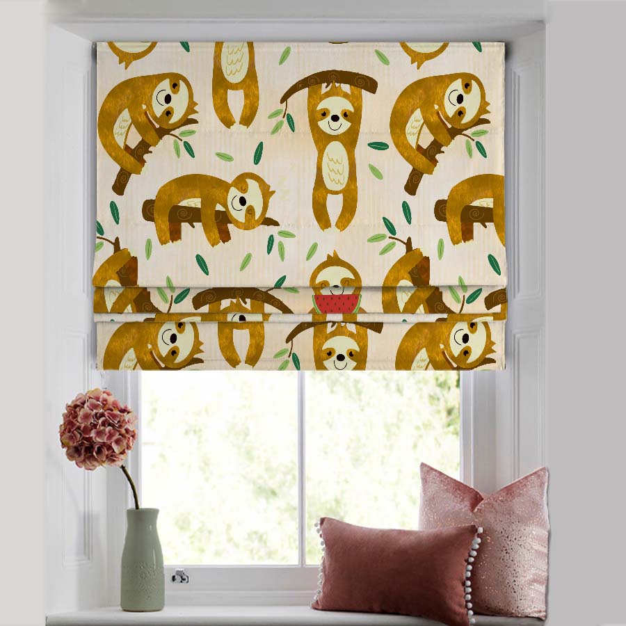 Sleepy Sloth Kids Nude Brown Satin Roman Blind (DS321A)