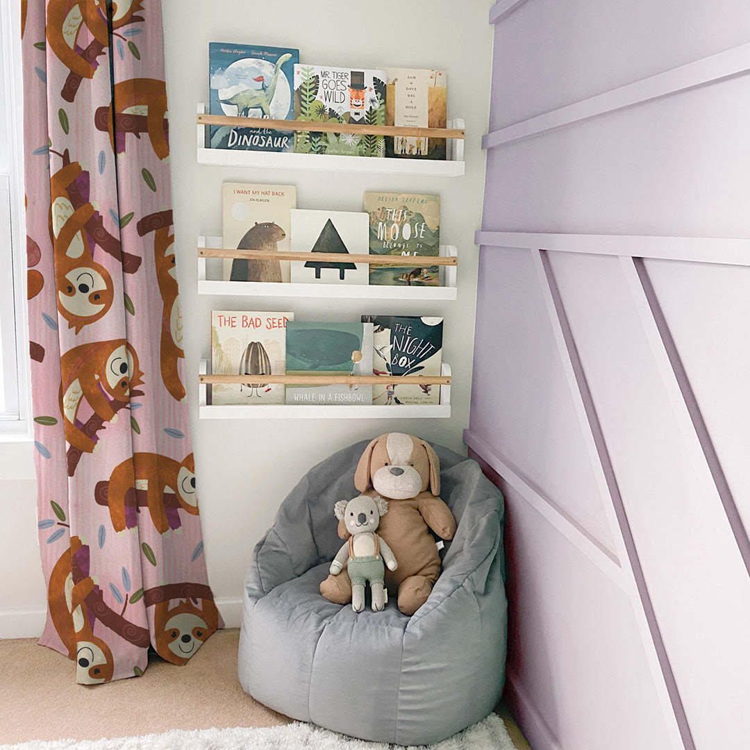 Sleepy Sloth Kids Baby Pink Heavy Satin Room Darkening Curtains Set Of 2 - (DS321B)