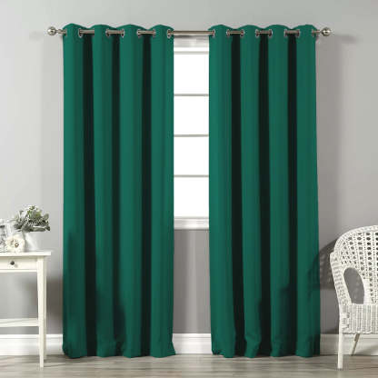 Jacquard Room Darkening Curtains in Sea Green Set Of 2 - (P321)