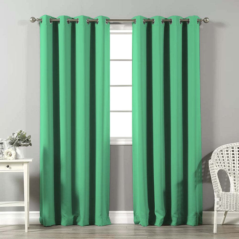 Jacquard Room Darkening Curtains in Mint Green Set Of 2 - (P322)