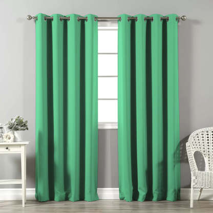 Jacquard Room Darkening Curtains in Mint Green Set Of 2 - (P322)