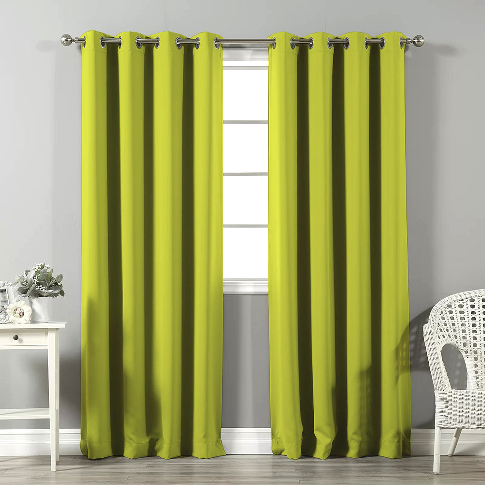 Jacquard Room Darkening Curtains in Android Green Set Of 2 - (P323)