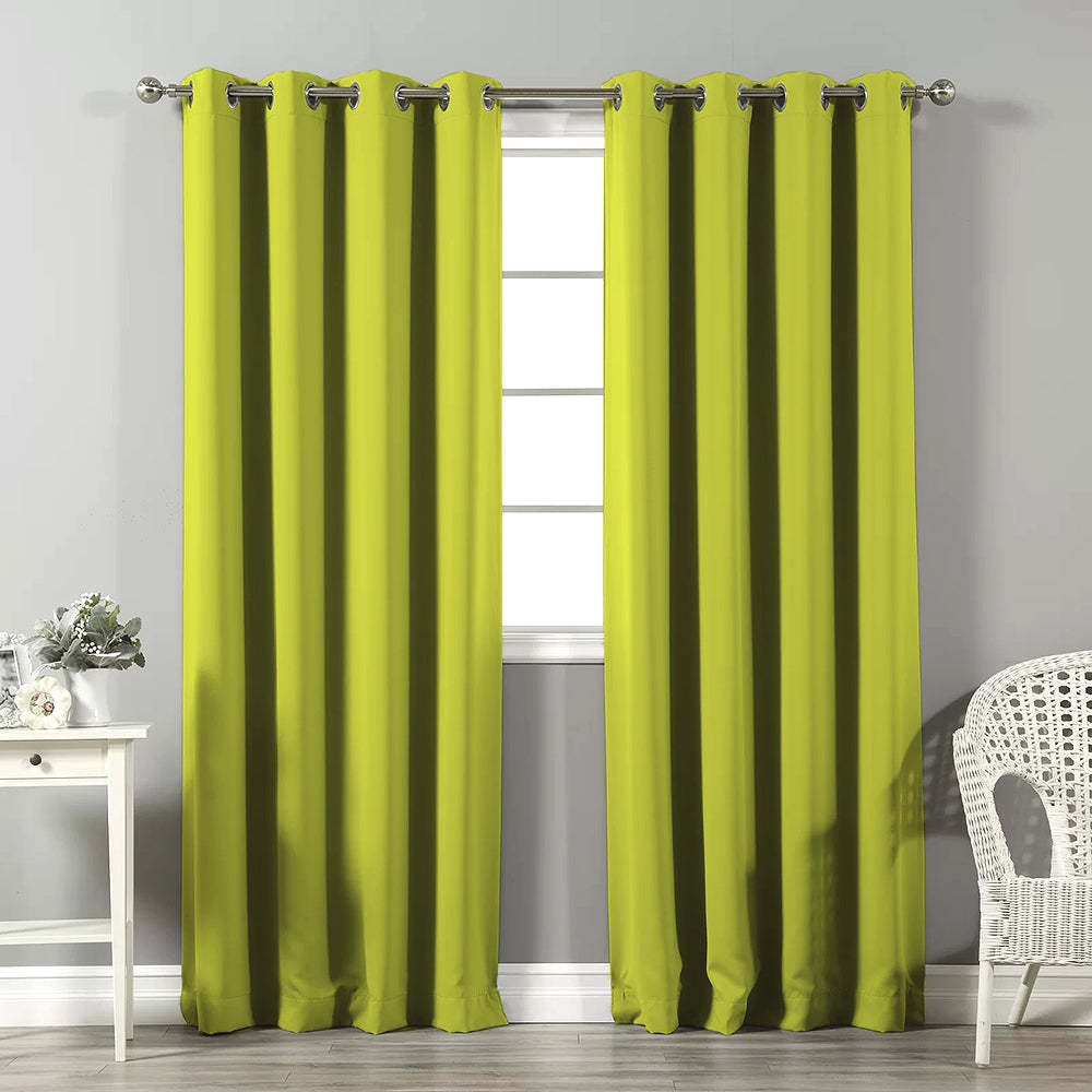Jacquard Room Darkening Curtains in Android Green Set Of 2 - (P323)