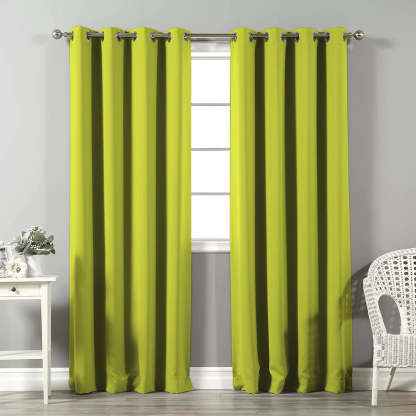 Jacquard Room Darkening Curtains in Android Green Set Of 2 - (P323)