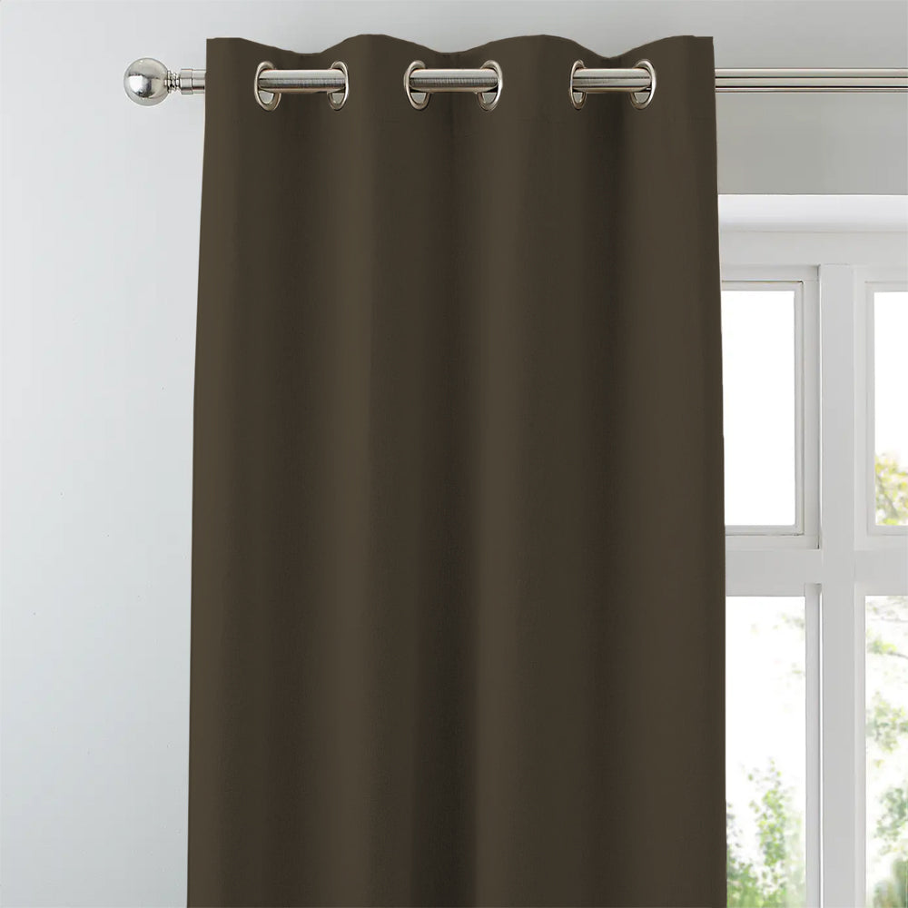 Jacquard Room Darkening Curtains in Wood Brown Set Of 2 - (P325)