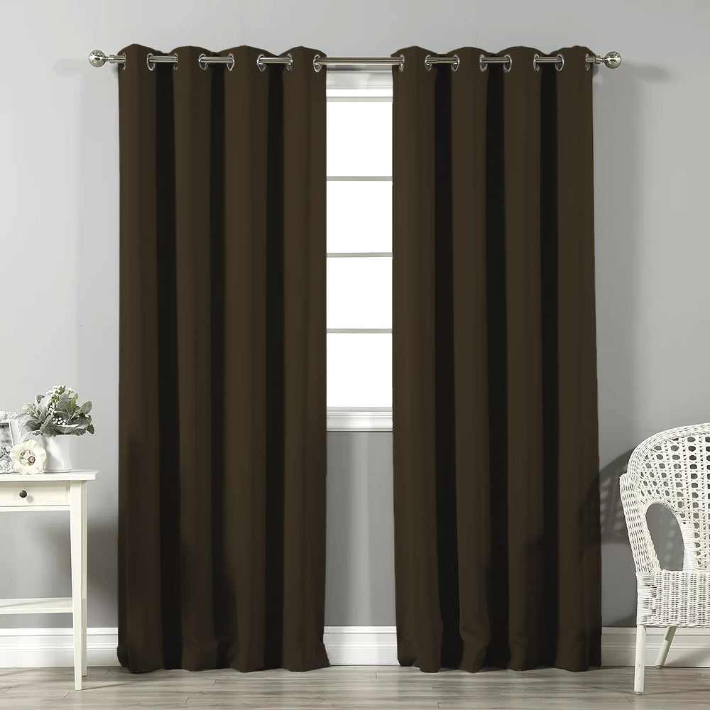 Jacquard Room Darkening Curtains in Wood Brown Set Of 2 - (P325)