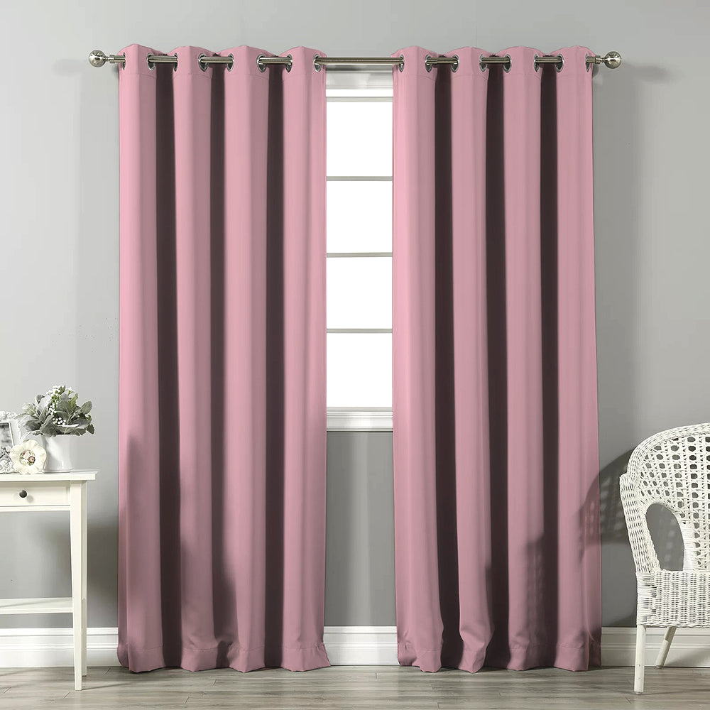 Jacquard Room Darkening Curtains in Ballerina Pink Set Of 2 - (P327)