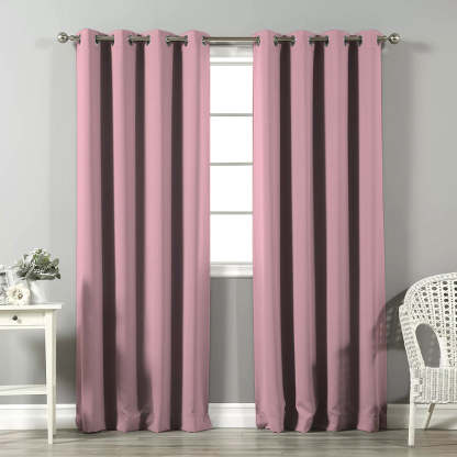 Jacquard Room Darkening Curtains in Ballerina Pink Set Of 2 - (P327)
