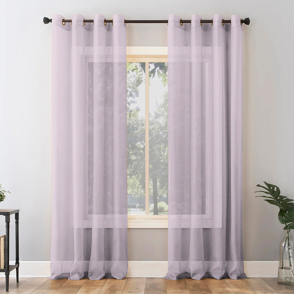Jacquard Room Darkening Curtains in Crocus Purple Set Of 2 - (P328)