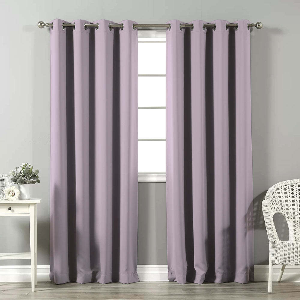 Jacquard Room Darkening Curtains in Crocus Purple Set Of 2 - (P328)
