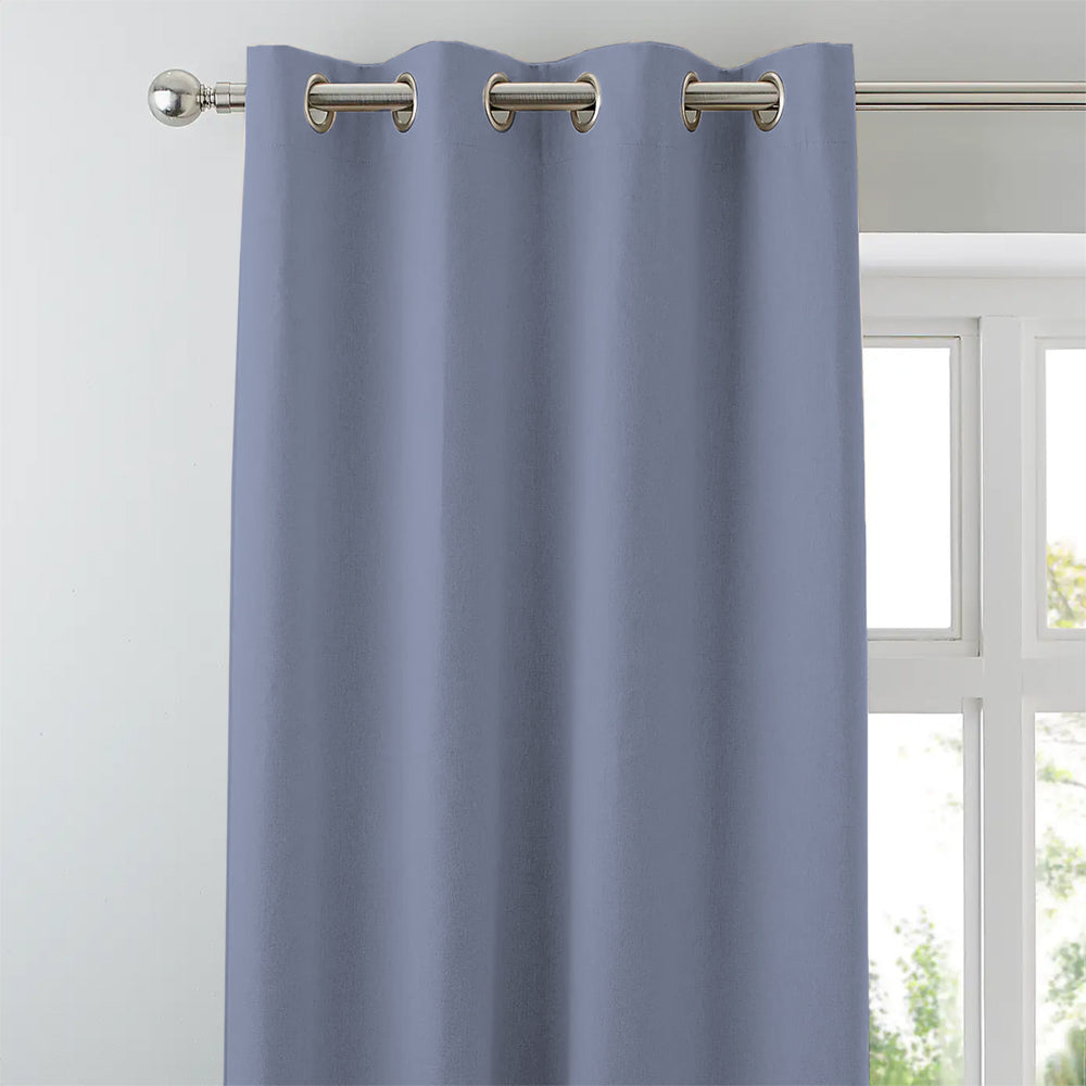 Jacquard Room Darkening Curtains in Steal Blue Set Of 2 - (P329)