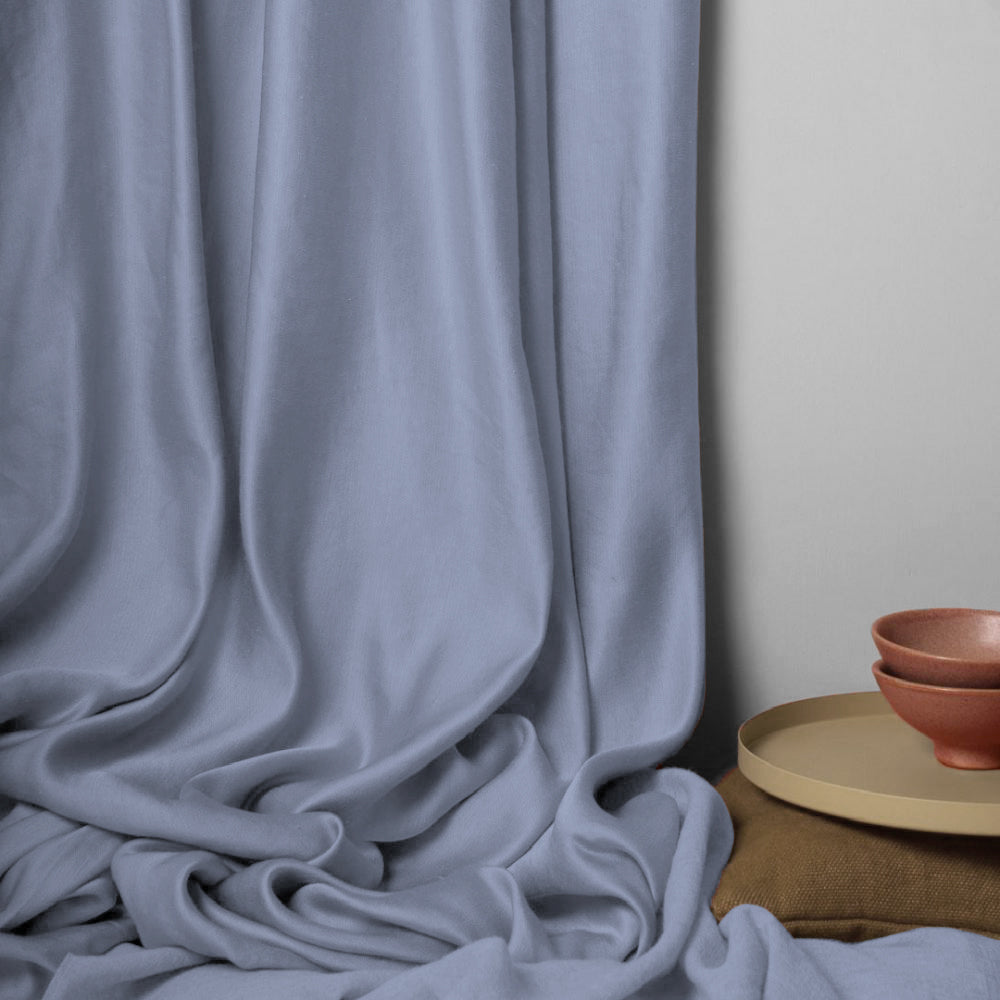 Jacquard Room Darkening Curtains in Steal Blue Set Of 2 - (P329)