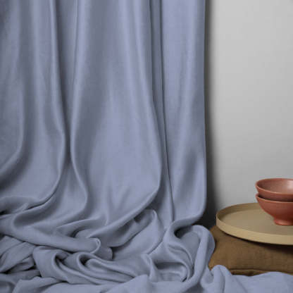 Jacquard Room Darkening Curtains in Steal Blue Set Of 2 - (P329)