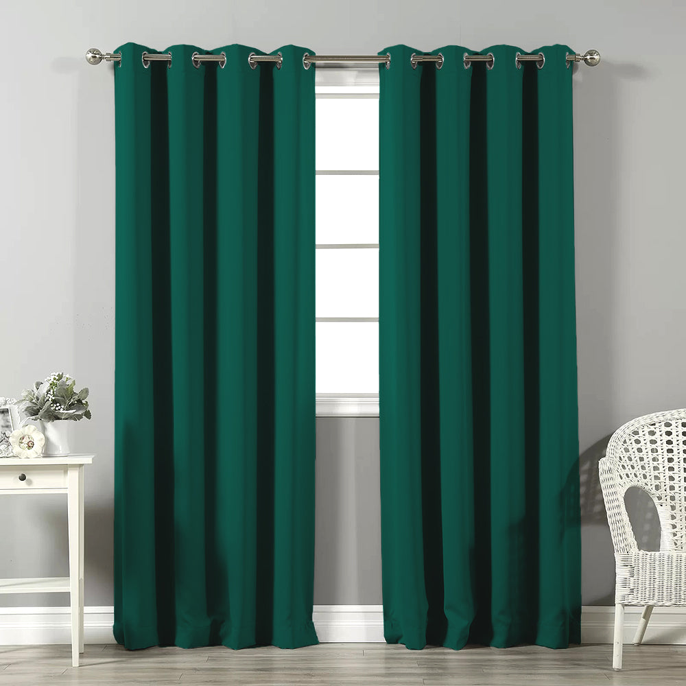 Jacquard Room Darkening Curtains in Garden Green Set Of 2 - (P331)