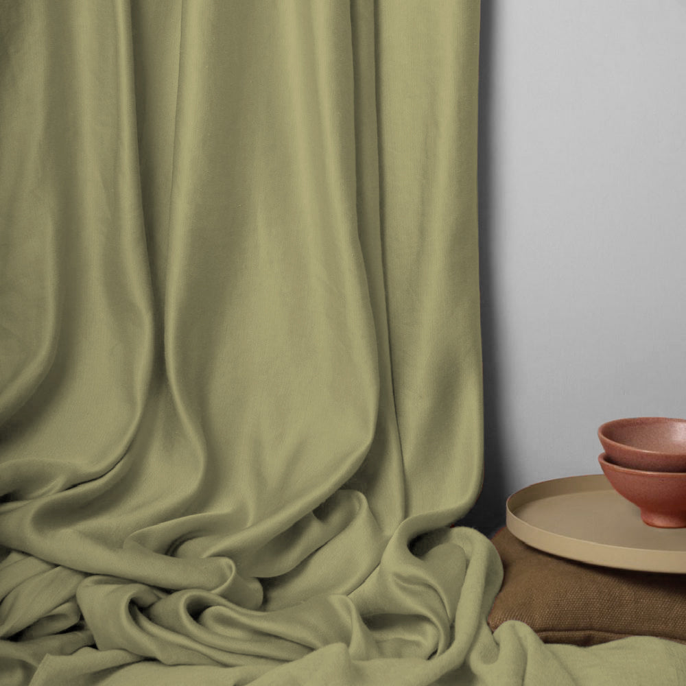 Jacquard Room Darkening Curtains in Back to Nature Green Set Of 2 - (P332)