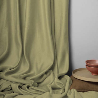 Jacquard Room Darkening Curtains in Back to Nature Green Set Of 2 - (P332)