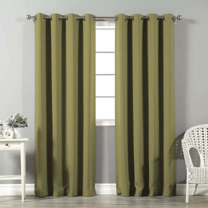 Jacquard Room Darkening Curtains in Back to Nature Green Set Of 2 - (P332)