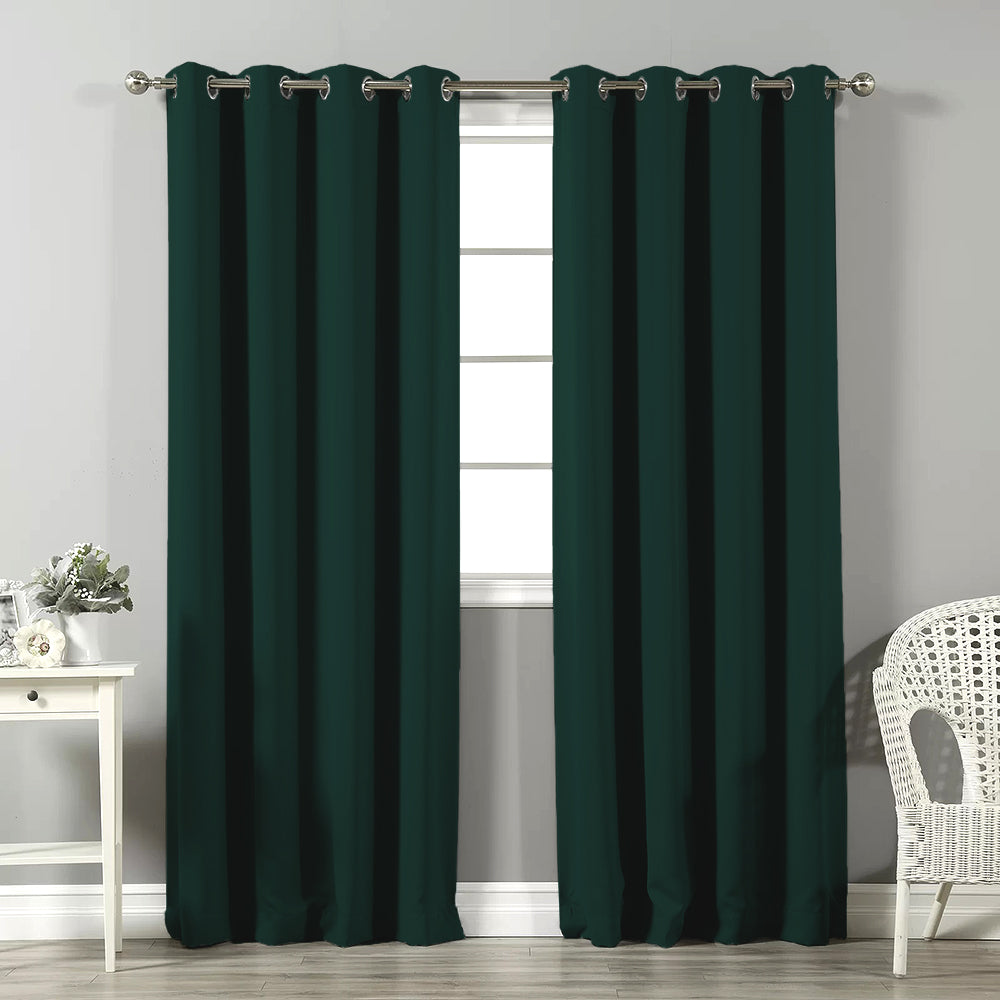 Jacquard Room Darkening Curtains in Rock Garden Green Set Of 2 - (P333)
