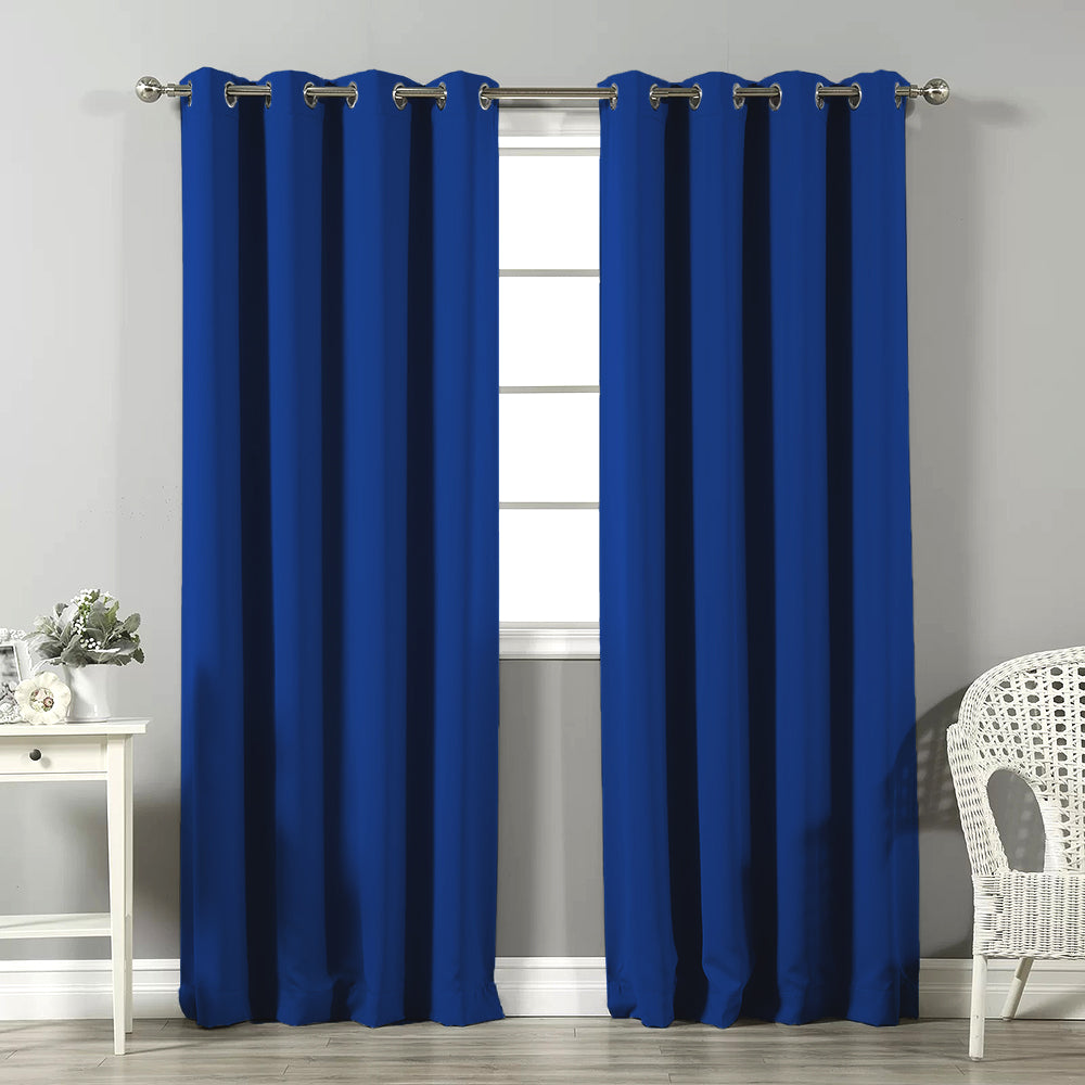 Jacquard Room Darkening Curtains in Duke Blue Set Of 2 - (P334)