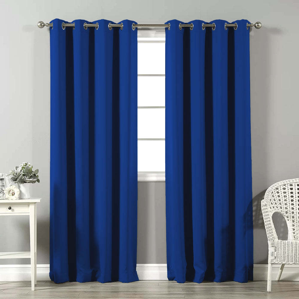 Jacquard Room Darkening Curtains in Duke Blue Set Of 2 - (P334)
