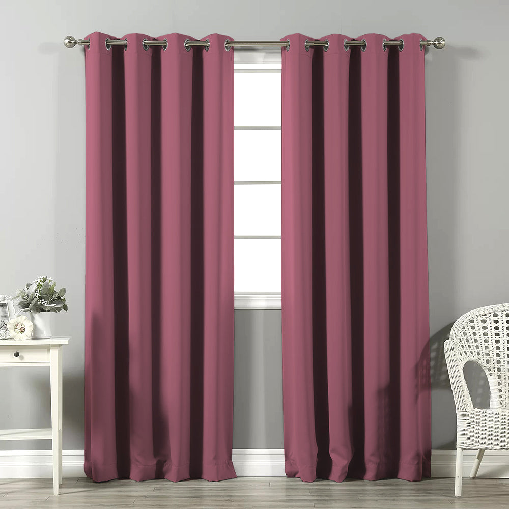 Jacquard Room Darkening Curtains in Dusty Pink Set Of 2 - (P335)