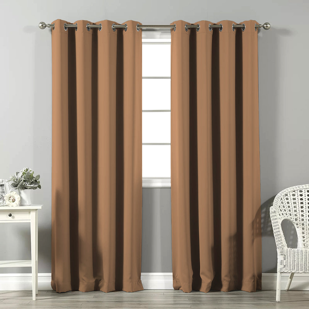 Jacquard Room Darkening Curtains in Persian Orange Set Of 2 - (P336)