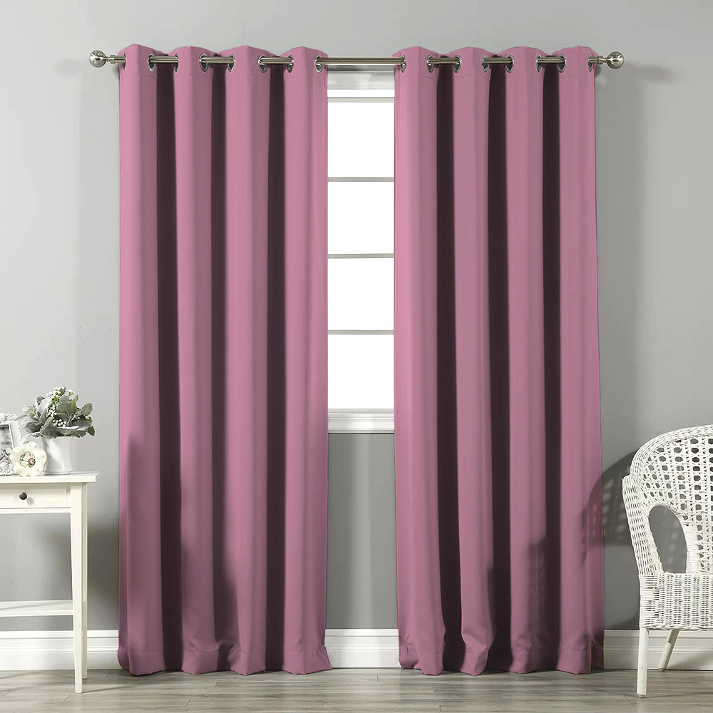 Jacquard Room Darkening Curtains in Crepe Pink Set Of 2 - (P337)