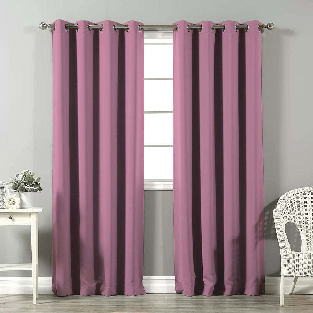 Jacquard Room Darkening Curtains in Crepe Pink Set Of 2 - (P337)