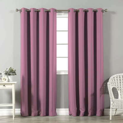 Jacquard Room Darkening Curtains in Crepe Pink Set Of 2 - (P337)