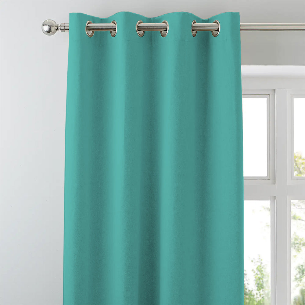 Jacquard Room Darkening Curtains in Turquoise Blue Set Of 2 - (P338)