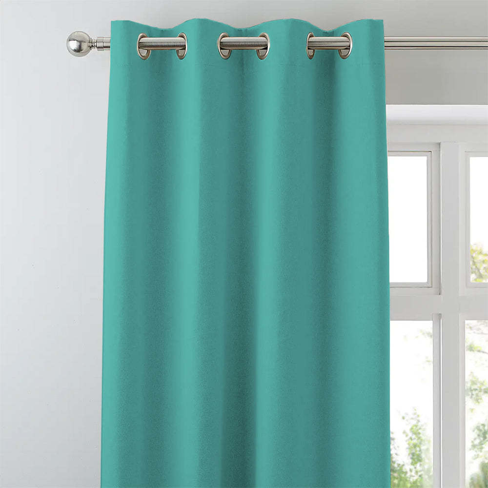 Jacquard Room Darkening Curtains in Turquoise Blue Set Of 2 - (P338)