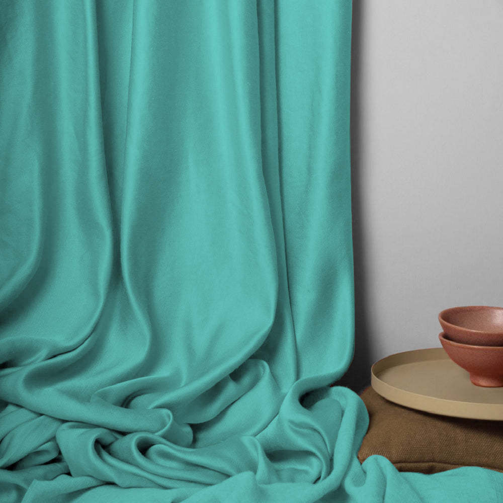 Jacquard Room Darkening Curtains in Turquoise Blue Set Of 2 - (P338)