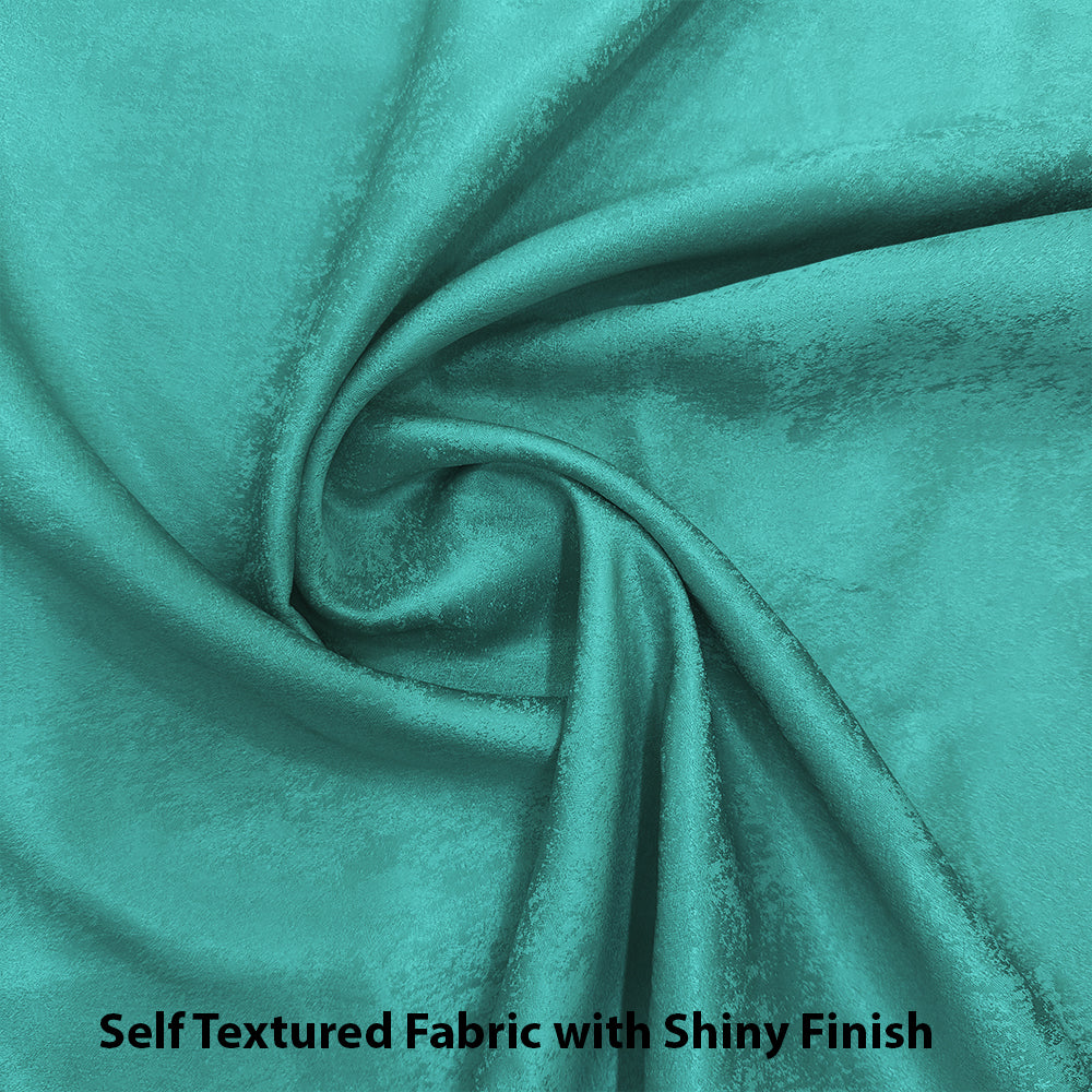 Jacquard Room Darkening Curtains in Turquoise Blue Set Of 2 - (P338)