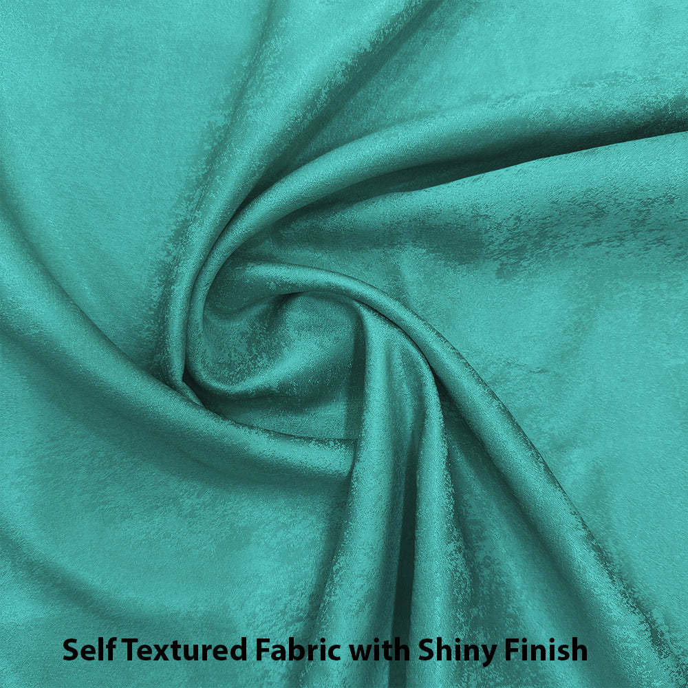 Jacquard Room Darkening Curtains in Turquoise Blue Set Of 2 - (P338)