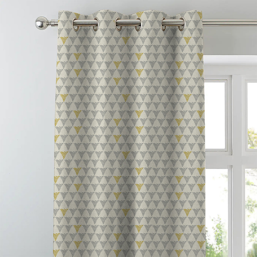 Elegant Geometric  Print Room Darkening Curtain - Set of 2 - DS338D