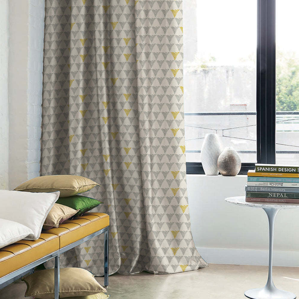 Elegant Geometric Print Room Darkening Curtain - Set of 2 - DS338D